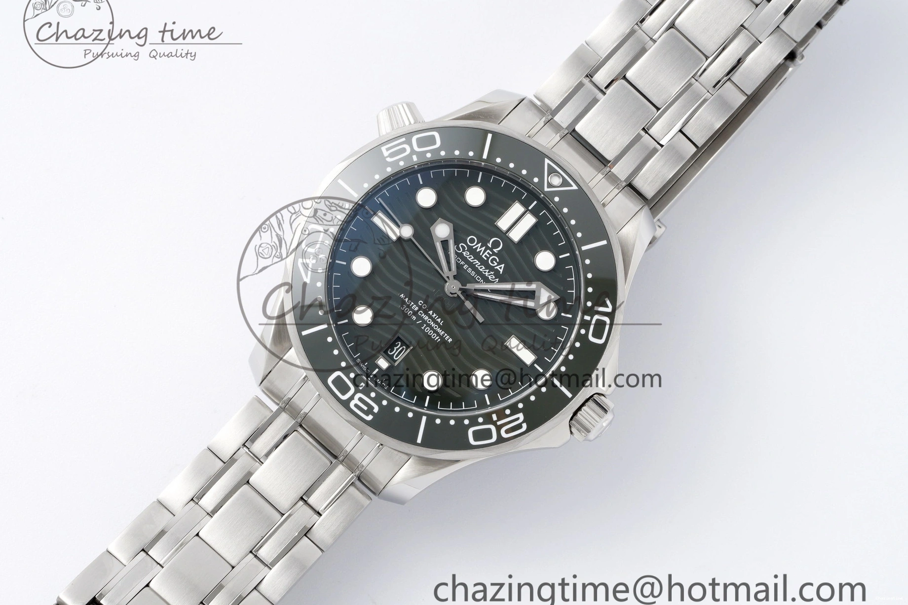 0406 Seamaster Diver 300M ZF 1:1 Best Edition Green Ceramic Green Dial on SS Bracelet A BestValue 7825